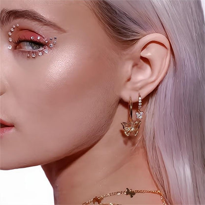 Chic Rose Gold Butterfly Hoop Earrings