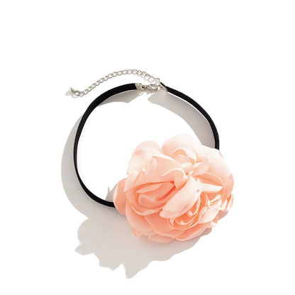 Chic Satin Edging Flower Velvet Fabric Collar Choker