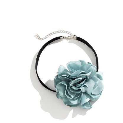 Chic Satin Edging Flower Velvet Fabric Collar Choker