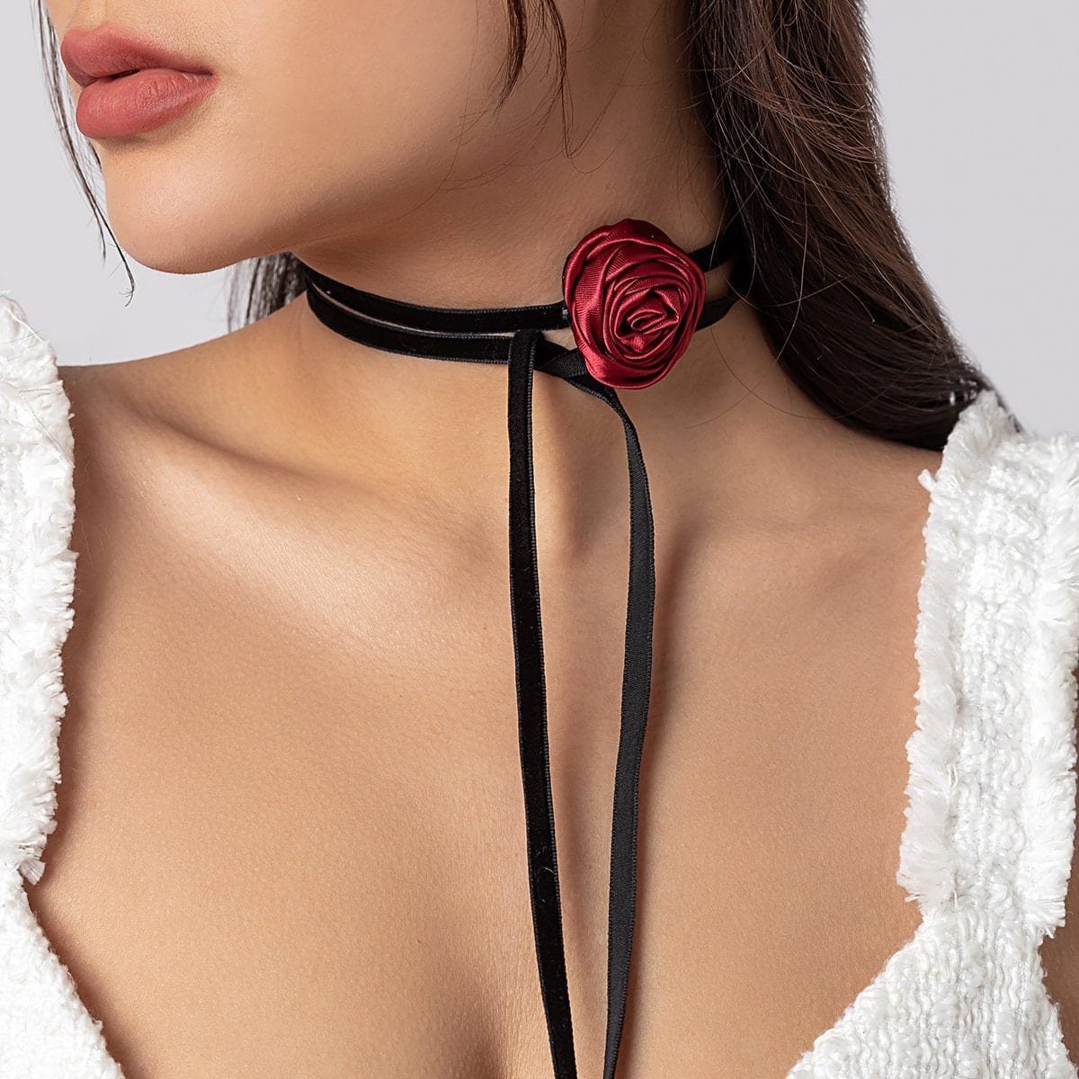 Chic Satin Flower Velvet Collar Choker