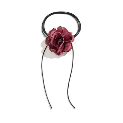Chic Satin Texture Flower Wax Cord String Necklace
