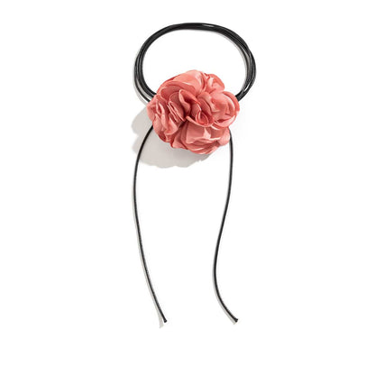 Chic Satin Texture Flower Wax Cord String Necklace