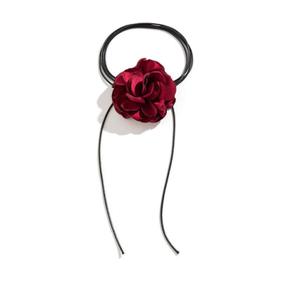 Chic Satin Texture Flower Wax Cord String Necklace