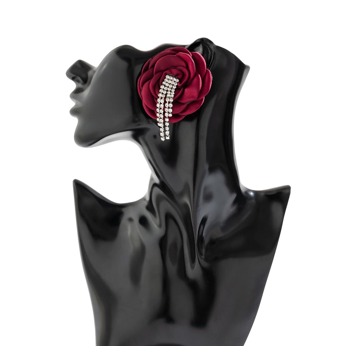 Chic Silk Flower Box Chain Earrings