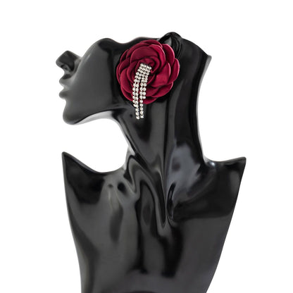 Chic Silk Flower Box Chain Earrings