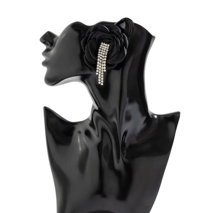 Chic Silk Flower Box Chain Earrings