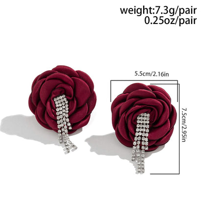 Chic Silk Flower Box Chain Earrings