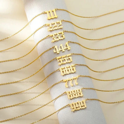 Chic Stainless Steel Angel Number Necklace