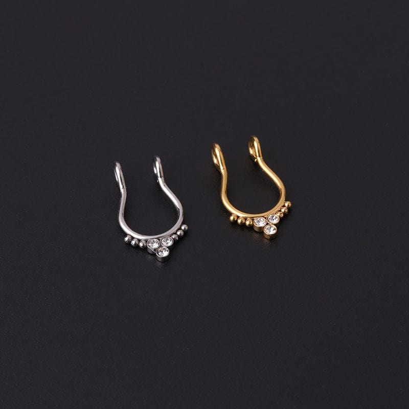 Chic Stainless Steel CZ Inlaid Non Piercing Nose Septum Cuff