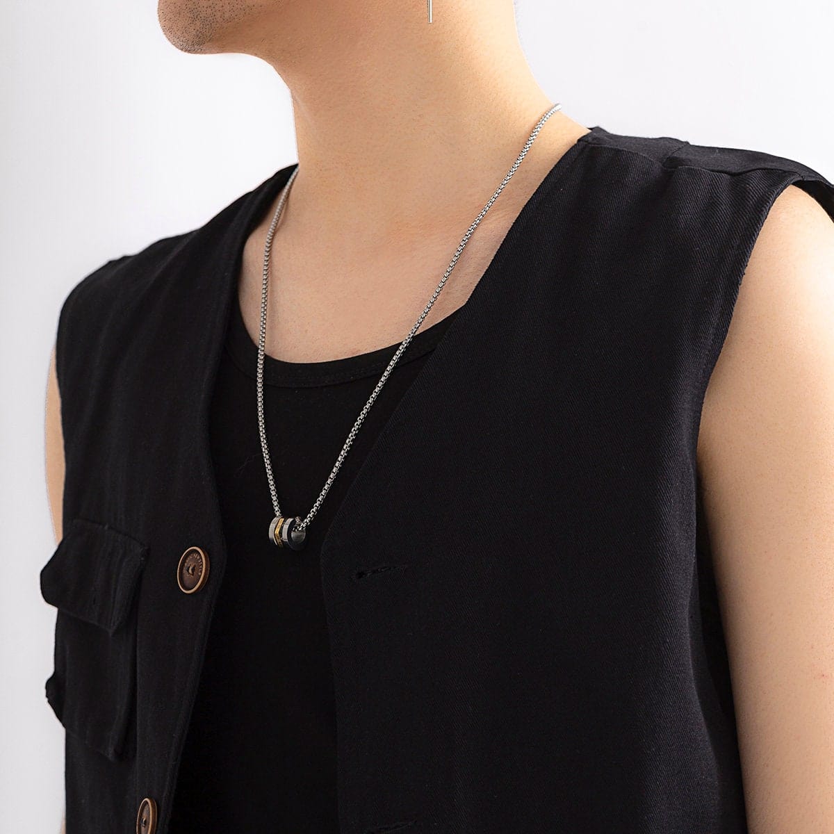 Chic Stainless Steel Metallic Charm Sweater Chain Necklace